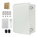 Waterproof Electrical Box Junction Box Weatherproof IP67 ABS Plastic Enclosure Switch Router Project Box Electronics DIY Enclosure with Mounting Plate and Wall Bracket Grey 13.8"x9.8"x5.9"