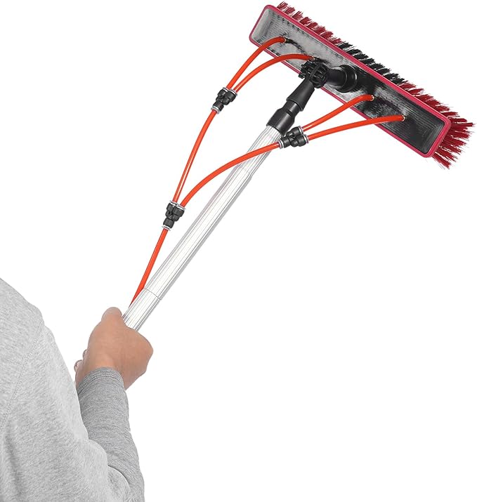 Water Fed Pole Kit, 26.25 FT Adjustable Window Cleaning Brush and Pole, 8m Telescopic Extendable Solar Panel Washing Tool, Outdoor Window Glass Washing Cleaner Equipment Tool