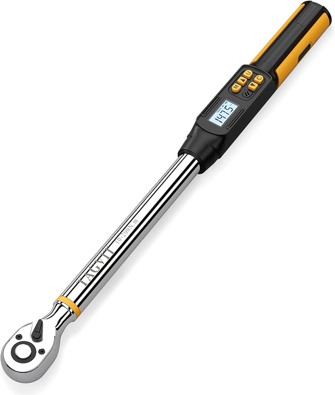 Digital Torque Wrench 1/2 Inch Drive, 17.38-147.5Ft-lb/10-200Nm, Electronic Torque Wrench, ±2% High Accuracy with with Preset Value, Data Storage, Buzzer and LED Flash Notification for Car