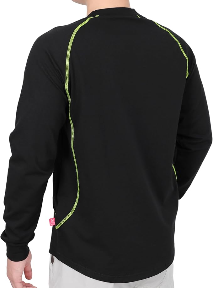TICOMELA FR T-Shirt, Flame Resistant, Stretch Fit, Hidden Pocket, 6oz Crew Neck Work Shirt for Men 100% Cotton