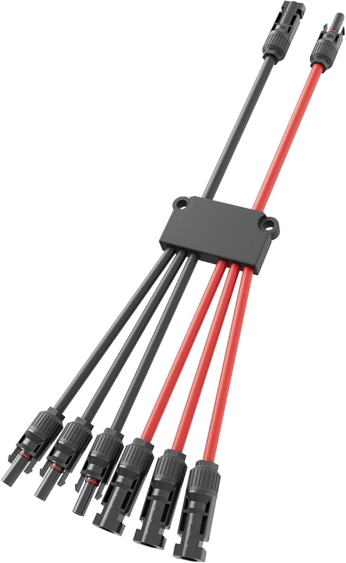 Solar Panel Connector 6 to 2 Solar Y Branch Connectors PV Panels Parallel Connectors Kit Adapter Waterproof Wire Plug Tool for Solar Panel(1 Pcak MF/FFFMMM)