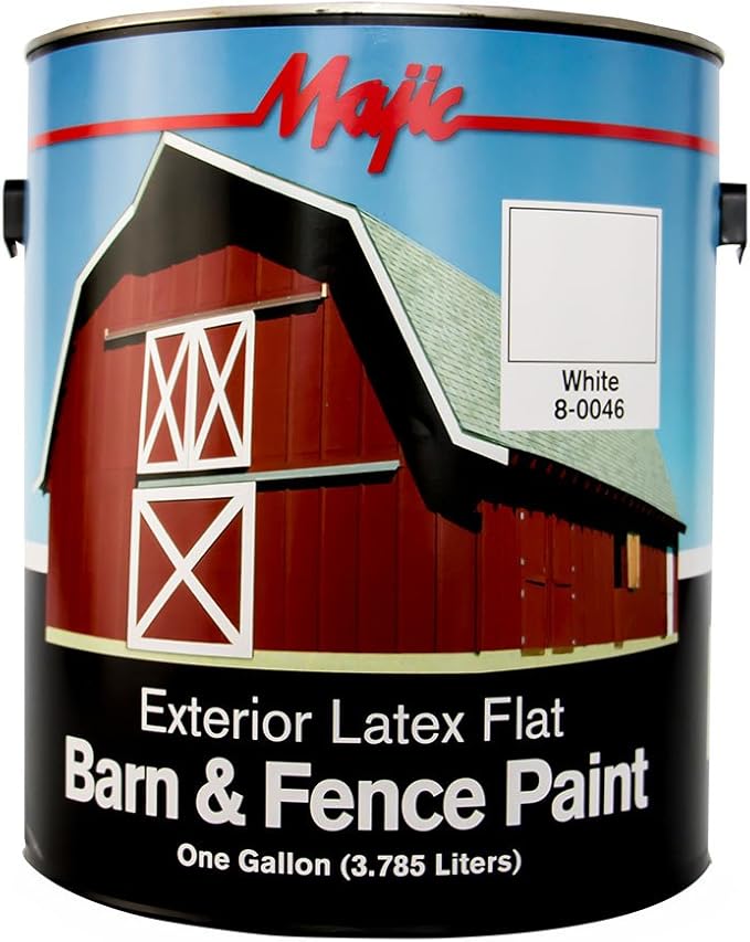 Majic Paints 8-0046-1 Latex Flat Barn & Fence Paint, 1-Gallon, White