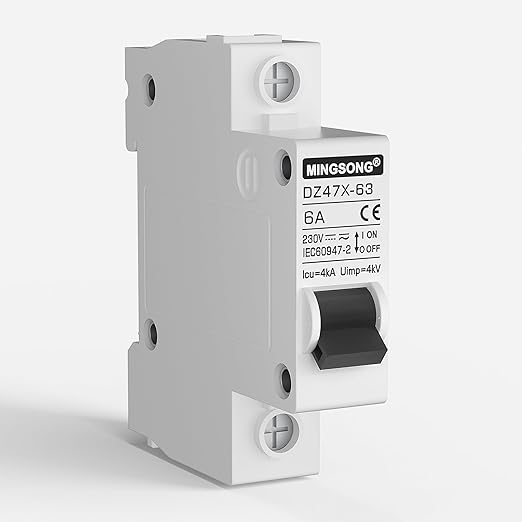 DC Solar Panels Disconnect Switch 6 Amp Solar Shut Off Switch 12V-400V 1 Pole AC Miniature Circuit Breaker for PV Homes, AC 110V DIN Rail MCB