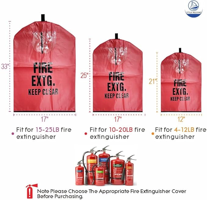 Heavy Duty Fire Extinguisher Cover with Window - Fire Protective Sleeve from Scuffs & Scratches Accessories (12" W x 21" L(Fit for 4-12LB))