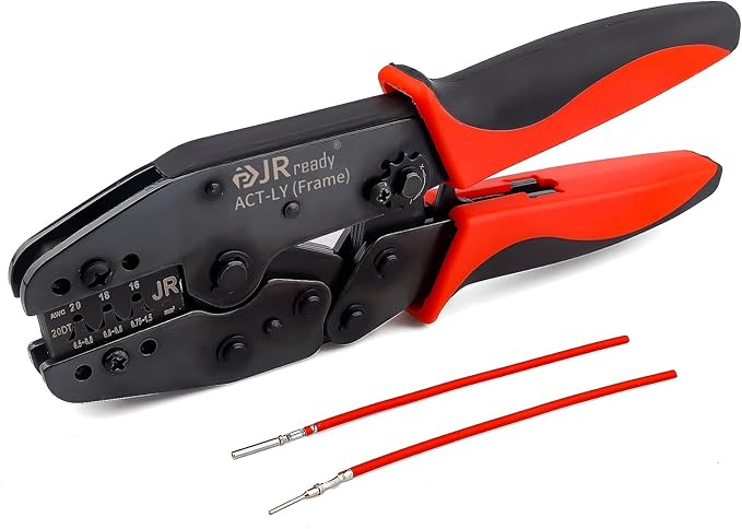 JRready Deutsch Crimping Tool Open Barrel Size 20 - ACT-LY-20DTM Crimper 16-20AWG for deutsch Connector Kit Stamped Formed Contacts ECU Sensor EFI Wiring, Automotive, Marine