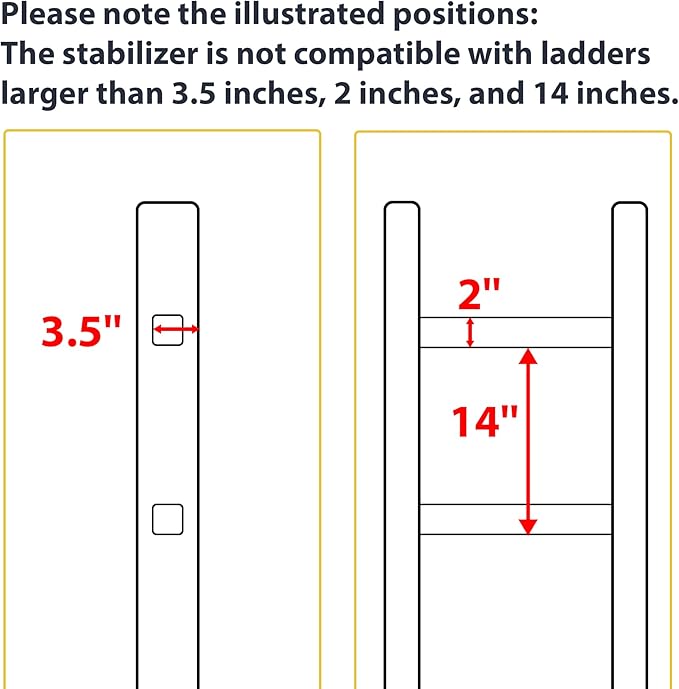 Ladder Stabilizer, Extension Ladder Stabilizer for Roof, Adjustable Ladder Standoff Attachment for Gutters, Windows, Heavy-Duty Steel Ladder Stabilizers Support