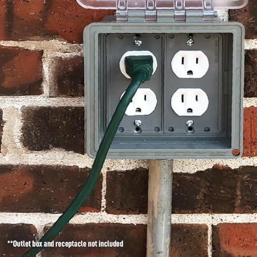 Sealproof Slim 2-Gang Shallow Weatherproof Outdoor Not in Use Outlet Cover with Box Kit, Lockable, UL Extra Duty Compliant, 45 Configurations, Low Profile