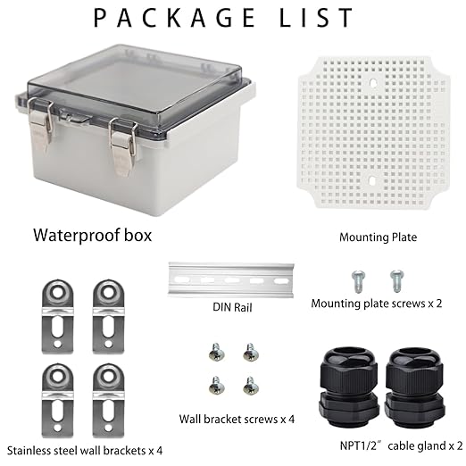 Outdoor Waterproof Electrical Box Junction Box Weatherproof IP67 ABS Plastic Enclosure Switch Router Project Box Electronics Enclosure with Mounting Plate Wall Bracket Clear 5.9"x5.9"x3.5"
