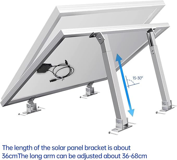 1 Set Adjustable Solar Panel Tilt Mount Brackets, Solar Panel Mounting Bracket Stand Support 50W 70W 100W 150W 200W 300W 400W Panels for Roof/Boat/Flat Surface/Camping