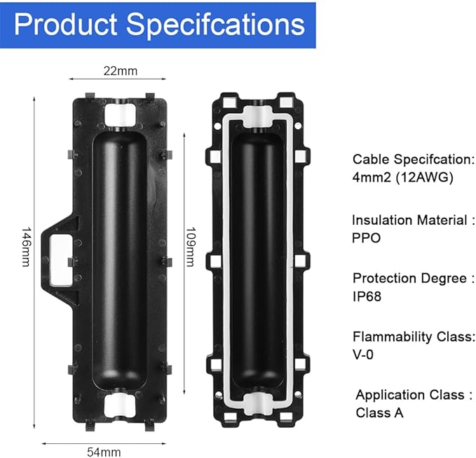 Waterproof Protection Box for Solar Panel Connectors 3PCS Marine Photovoltaic Connector Enclosure Case Weather Resistant Solar Cables Connection Protector Housing
