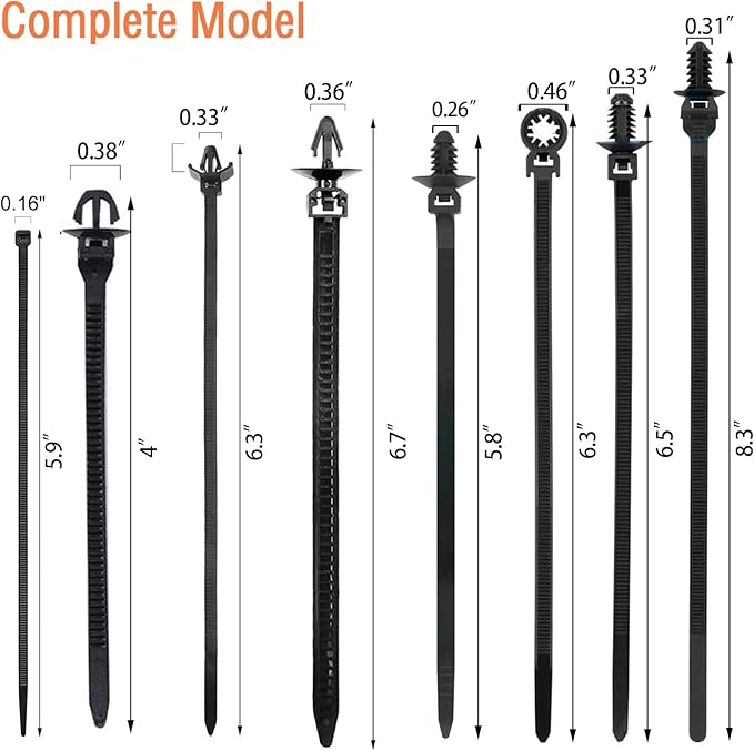 240Pcs Push Mount Cable Zip Tie,Nylon Self Locking Cable Strap,8 Most Popular Sizes,Heavy Duty Self-Locking UV Resistant Wire Ties - For Indoor,Construction,Electronic and Auto