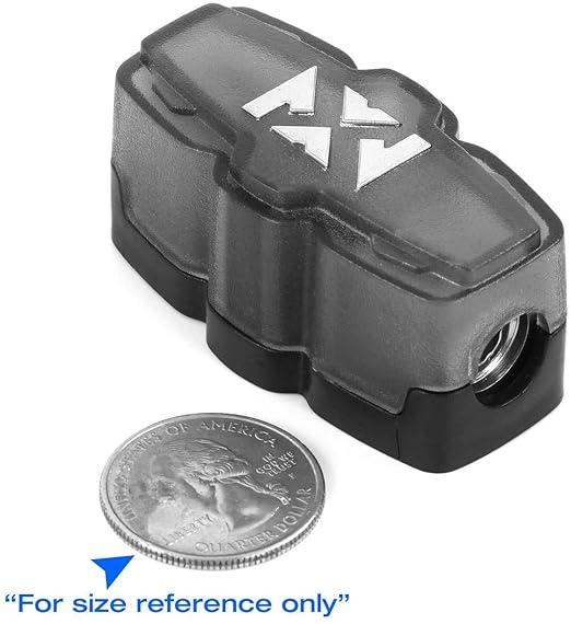 NVX XMFH48 4/8 Gauge Mini-ANL/MANL/AFS Inline Fuse Holder – World's Smallest – Forged Brass with Satin Chrome Finish & High-Temp Polycarbonate Cover – Car & Marine Audio Protection