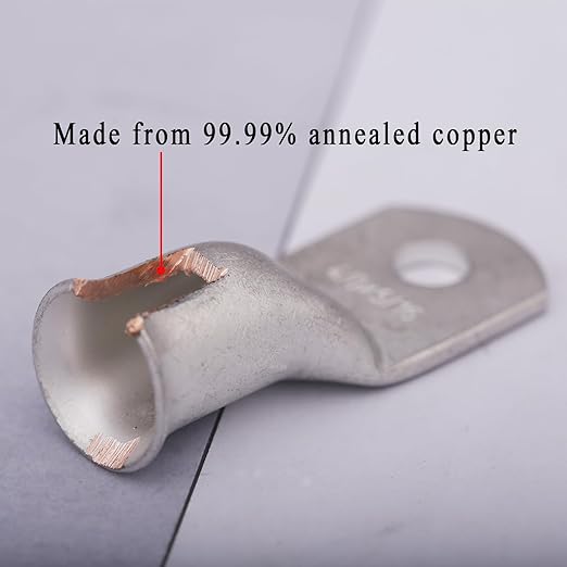 25pcs 4 AWG 3/8" Stud Tinned Copper Ring Terminals Battery Cable Ends Wire Lugs 4 Gauge Battery Cable Lugs Heavy Duty Cable Lugs Bare Copper Eyelets Tubular Ring Terminal Connectors