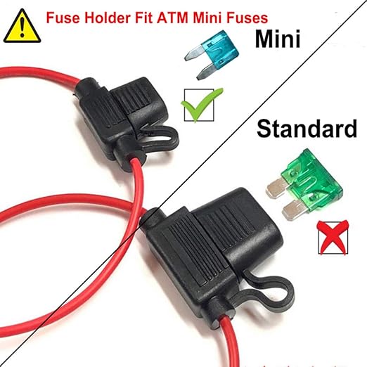 MuHize 12V Mini Fuse Holder - 120 Pcs Multi-Size Blade Fuses (2A 3A 5A 7.5A 10A 15A 20A 25A 30A 35A) & 10pcs 14AWG Holders, for Car Audio/RV Protection