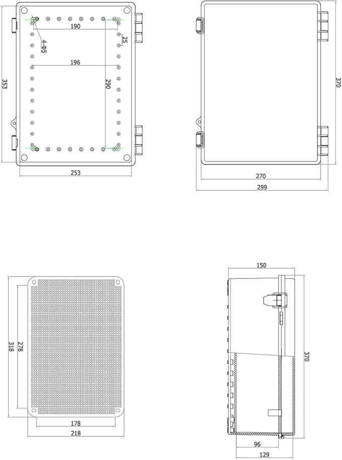 Waterproof Outdoor Electrical Box Junction Box Weatherproof IP67 ABS Plastic Enclosure Switch Router Project Box with Mounting Plate with Wall Bracket 2 Cable Glands Clear 14.6"x10.63"x5.9"