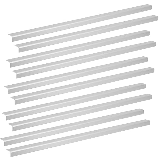 LC LICTOP Aluminum Angle Stock, Metal Corner Guards, Peel and Stick L Shaped Wall Door Frame, Cabinet Protectors Edge Trim Molding, 13.9in L x 0.4in-0.6in W x 0.07in T, 4Pcs Silver