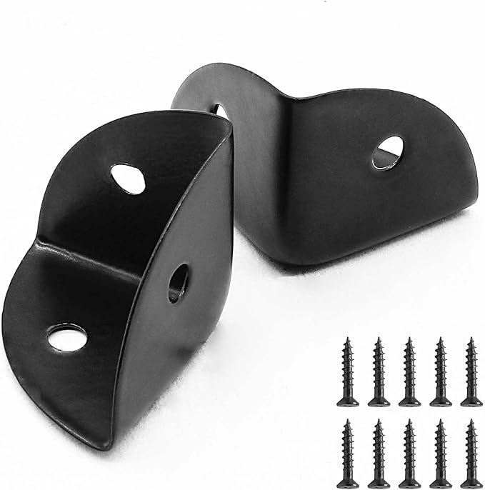 Box Corner Protectors 24PCS Zinc Alloy Black 25mm Metal Edge Bracket Edge Protector for Cabinet Desk Table with Mounting Screws