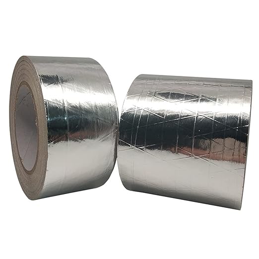 Fiber-Glass Aluminum Foil Tape, Reinforced Self-Adhesive Heat Reflective Tape, Heat Jacketing Insulation Resistant High Temperature HVAC Tape, Metal Repair 3.15" x 82' Roll