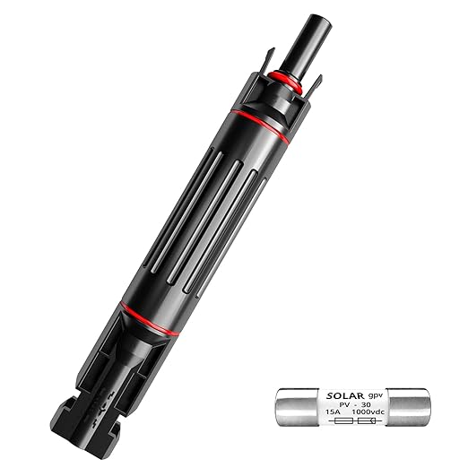 Solar Fuse Holder 1000V 15A PV Inline Fuse Holders Waterproof in-Line Holder for Solar Panel and Controller