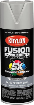 Krylon Fusion All-In-One Adhesive Spray Paint for Indoor/Outdoor Use, 12 oz, Pewter Gray