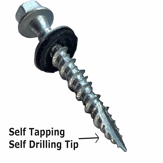 Metal Roofing Screws-#10 x 1.5” – Self Tapping Hex Head with EPDM Rubber Washer – for Metal to Wood, Corrugated Roofing, Siding, Sheds, Pancake Screw - ¼” Hex Drive Easy Installation - White