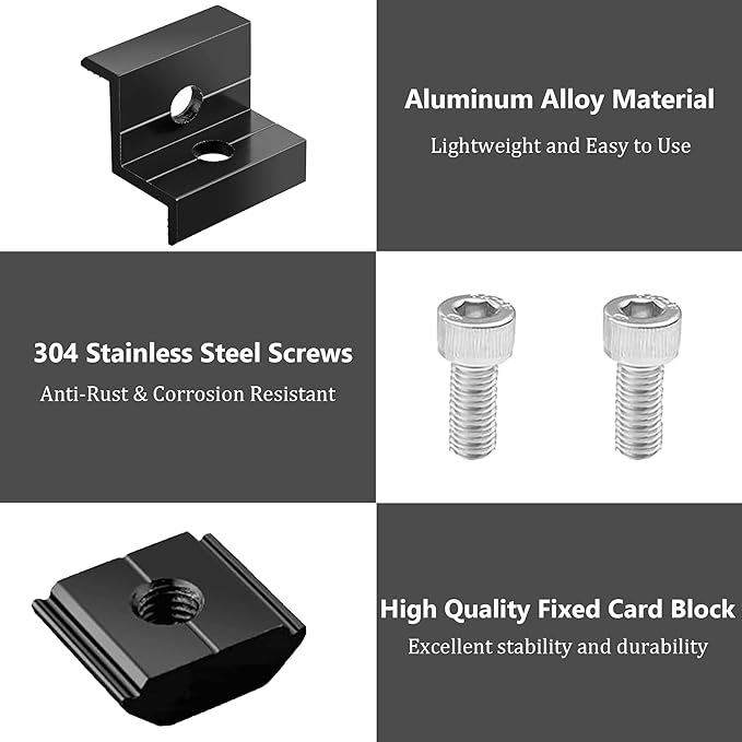 10pcs Solar Panel End Clamp for Standar, Aluminum 30mm/35mm Solar Panel Brackets, Solar Panel Mounting Kit for Metal Roof, Tin Roof, Flat Roof, Sheet Roof, Black