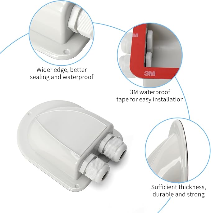 Haoguo ABS Solar Double Cable Entry Gland for All Cable Types 2mm² to 6mm² for Solar Panels on RV Camper Van Travel Trailer Boat Cabin-Grey