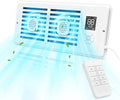 Register Booster Fan for 4" x 10" Vents Only, 10 Speeds to Control Cool & Warm Airflow, Air Conditioning Vents with LED Screen Remote & Thermostat Control, for Room Walls & Floors (White)