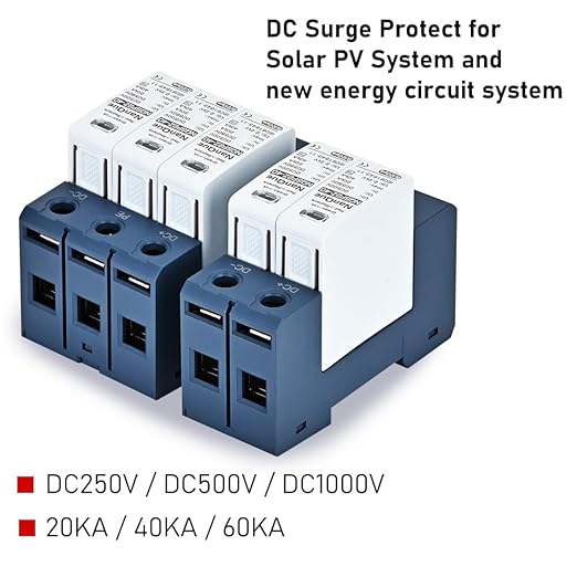 DC SPD Surge Protector for 100V-1000V PV Systems, 2-Pole 40kA T2 Level, Replaceable Module, Solar Panel Lightning Protection, Overvoltage Protection (1000V)