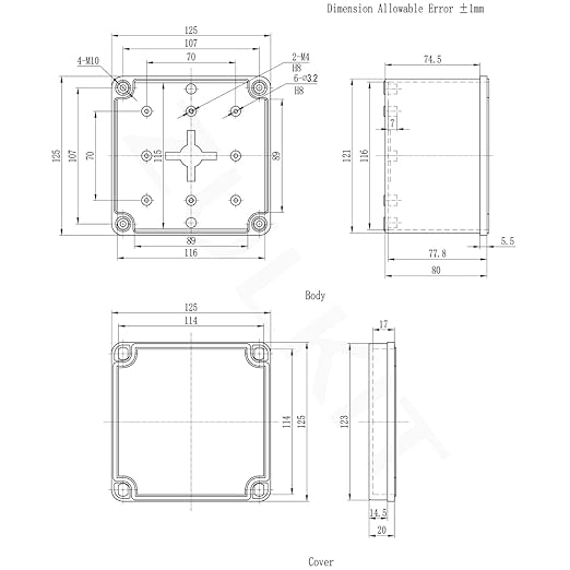 Zulkit Junction Box ABS Plastic Dustproof Waterproof IP67 Junction Boxes Universal Electrical Project Enclosure DIY Electronic Project Box Grey 4.92 x 4.92 x 3.94 inch (125 x 125 x 100 mm)