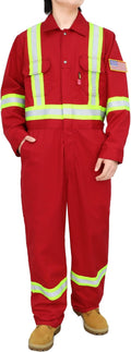 BOCOMAL FR Coveralls Men High Visibility 7.5oz Cotton Twill Flame Resistant Fire Retardant Work Coverall NFPA2112 HRC2