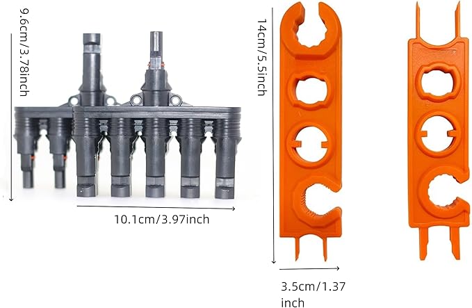 Solar Branch Connector Y-Connector, for Parallel Connection Between Solar Panels 1000V/1500V 50A, Complimentary MC-4 Wrench Assembly and Disassembly Crimping Tool, (MFFFFF/FMMMMM) 1Pack