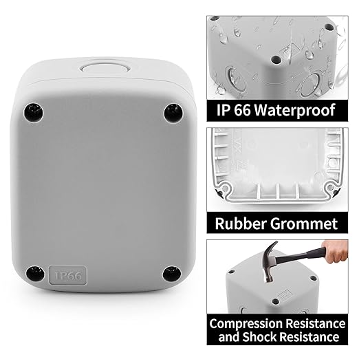 Nineleaf Waterproof Junction Box,IP66 Weatherproof Electrical Project Boxes,3.3X 2.8 x 2.3 inch,Universal PVC/ABS Plastic Project Enclosure Box,White