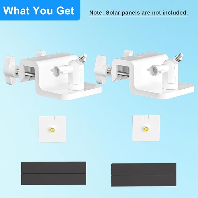 2 Pack Gutter Mount Compatible for Ring Solar Panel, 360°Adjustable Universal Panel Gutter Mount for Ring, Arlo, Eufy, Wyze, Reolink Solar Panels (Solar Panel Not Included)