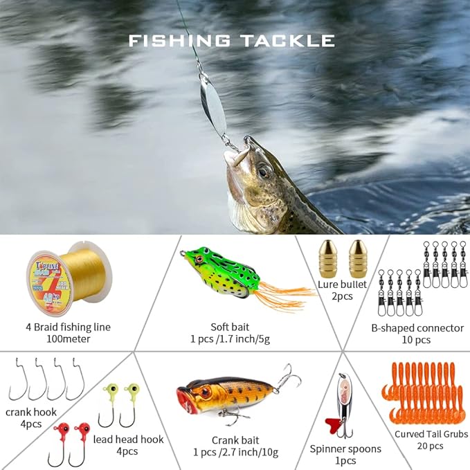 Collapsible Fishing Rod and Reel Combo, BalanZze Telescopic Fishing Rod with Spinning Reel, Portable Collapsible Fishing Pole Kit for Saltwater and Freshwater – Ideal Fishing Gift