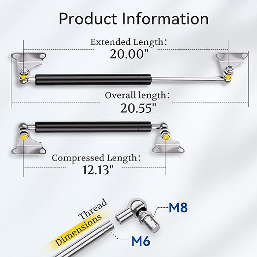 ARANA Gas Struts 20 inch 100lb with Brackets (2 Pack) - Heavy Duty Lift Support for RV Bed Hatch & Storage Box Lid - Hydraulic Spring Shocks for Camper Bed, Cellar Door, Food Truck Window