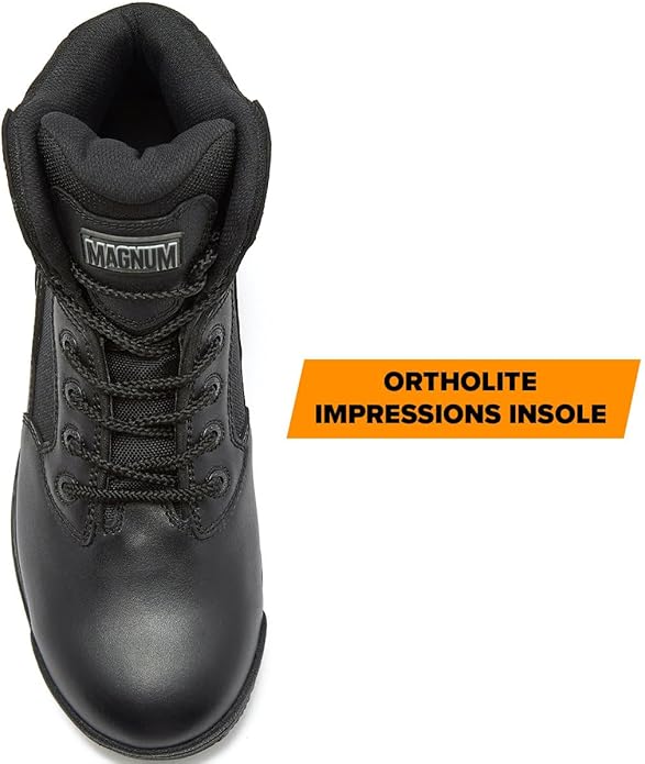 MAGNUM Men's Stealth Force Black Work Boots for Men Waterproof, Security Slip Resistant Lightweight Police Hiking and Tactical Boots Men, 6 Inch Law Enforcement Boots - Black, 10 Medium