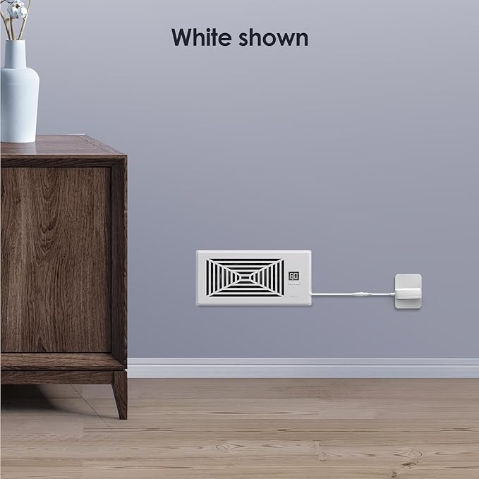 Quiet Register Booster Fan Fits 4" x 10" Register Holes, 10-Speed Smart Heating Cooling AC Vent Fan with Remote Control and Thermostat Control - White