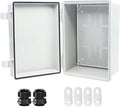 Junction Box, Hinged Cover IP67 Waterproof ABS Project Box with 2 NPT 1/2" Cable Gland, Electrical Box Enclosure with Mounting Plate & Wall Bracket 11.4 x 7.5 x 5.5inch(290x190x140mm)