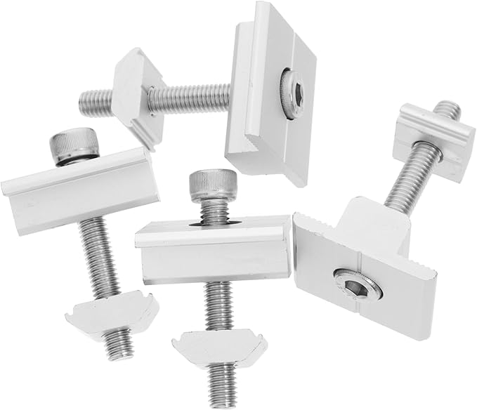 4pcs Aluminum Alloy Solar Panel Mid Clamps with Bolts and Washers for Secure Mounting Fit for Various Solar Installations Easy Installation and High Precision Design