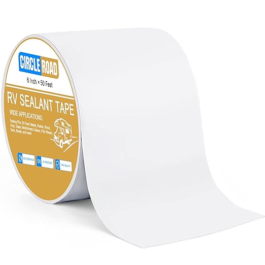 RV Roof Tape White, 6 Inch X 50 Feet RV Repair Sealant Tape, Stop Camper Roof Leaks, UV-Resistant, Weatherproof and Reliable for Camper, Trailer, Boat (6In-50FT)