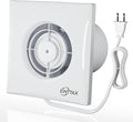4 Inch Wall Mount Bathroom Exhaust Fan, Plug in Wall Exhaust Fan, 56 CFM Quiet Bathroom Window Fan with Backdraft Damper for Kitchen, Toilet, Workshop, 12W, 34 dB, White