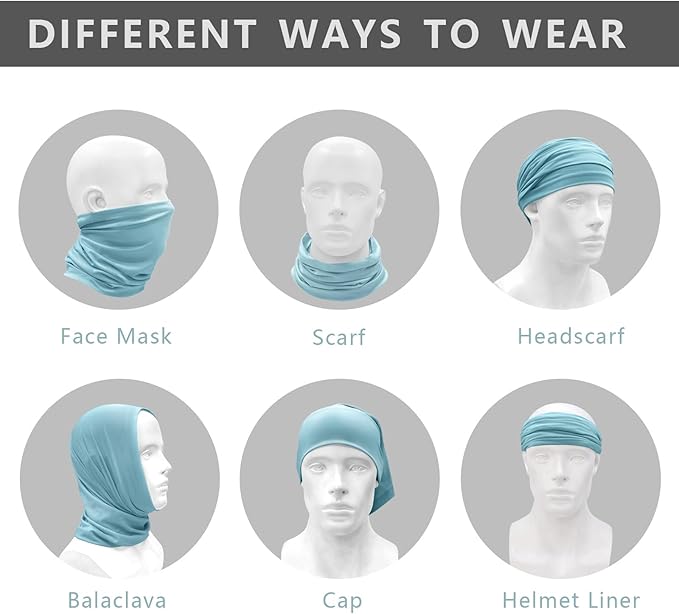 6 Pack Cooling Neck Gaiter Face Cover Mask Summer Breathable Dust UV Bandana Scarf for Men Women Fishing Running Cycling