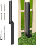 Fence Post Anchor Kit, Heavy Duty Metal Steel Fence Post Repair Kit, Fence Post Anchor Stakes Ground Spike for Repairing Tilted/Broken Wood Fence Post, Metal-Plate Style, 1 Pack, Black