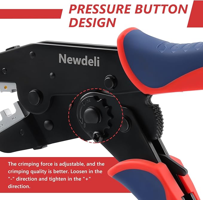 Newdeli Wire Crimping Tool Kit 7PCS Ratchet Wire Crimper Plier for Heat Shrink Connectors Ferrule Connectors Solar Connector Open Barrel Connector Insulated Nylon & Non-insulated Ring Terminals