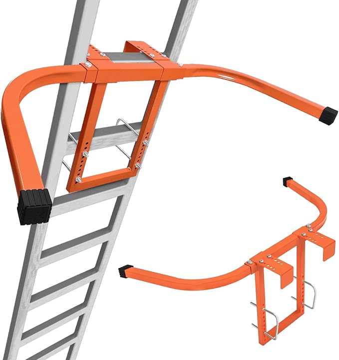 Ladder Stabilizer for Roof Gutter Wall, Heavy Duty Steel Extension Ladder Standoff Stabilizer with Non-Slip Rubber, Wing Span Wall Extension Accessory, Secure and Stable Ladder Standoff Arms