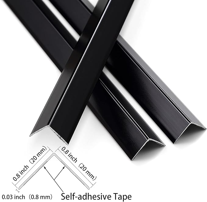 Aluminum Peel and Stick L Molding Corner Guards with 90° Angle for Wall Door Frame Cabinet Baseboard Protection and Decoration, 35.4in x 0.8in (3Pcs)