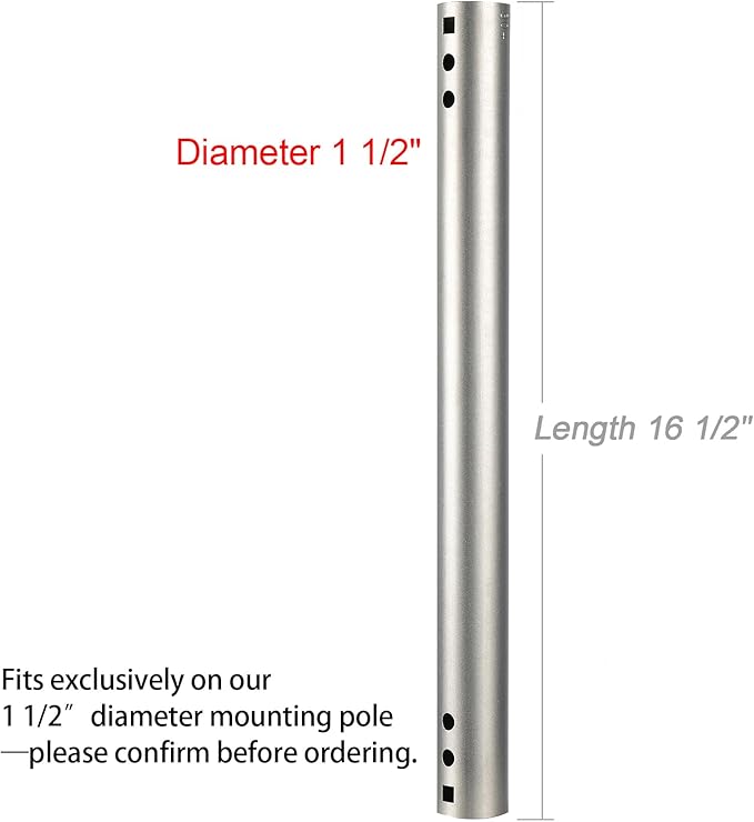 CEKAY 304 Stainless Steel Extension Pole for CEKAY Diameter 1.5" J Pole Mount (Diameter 1.5", Length 16.5")