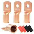 4pcs 1/0 Awg - 5/16" Sanuke Wire Lugs Ring Terminal Connectors Ends Heavy Duty for Battery Cable Lug Wire Electrical Eyelets with 3:1 Dual Wall Adhesive Heat Shrink