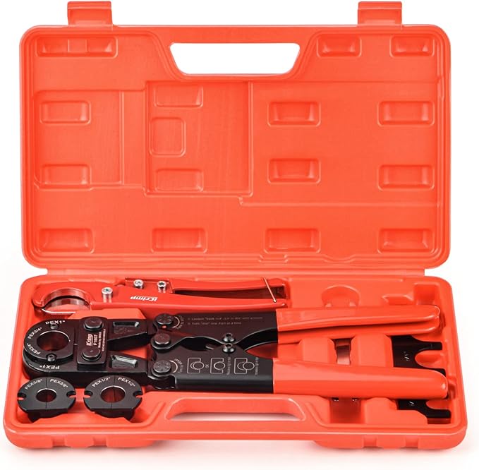 iCrimp Pex Pipe Crimping Tool kit for 3/8,1/2,3/4,1-inch Copper Ring with Free Gauge&Pex Pipe Cutter -Meet ASTM F1807 and Portable